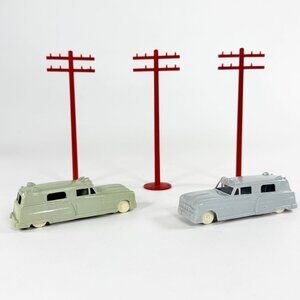 Vintage Plasticville O-O27 Ambulance Lot 2 Ambulances and 3/ 6" Telephone Poles